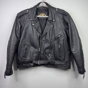 Vintage Force Leather Jacket Mens 60/4XL Motorcycle Biker Zip Grunge Oversized